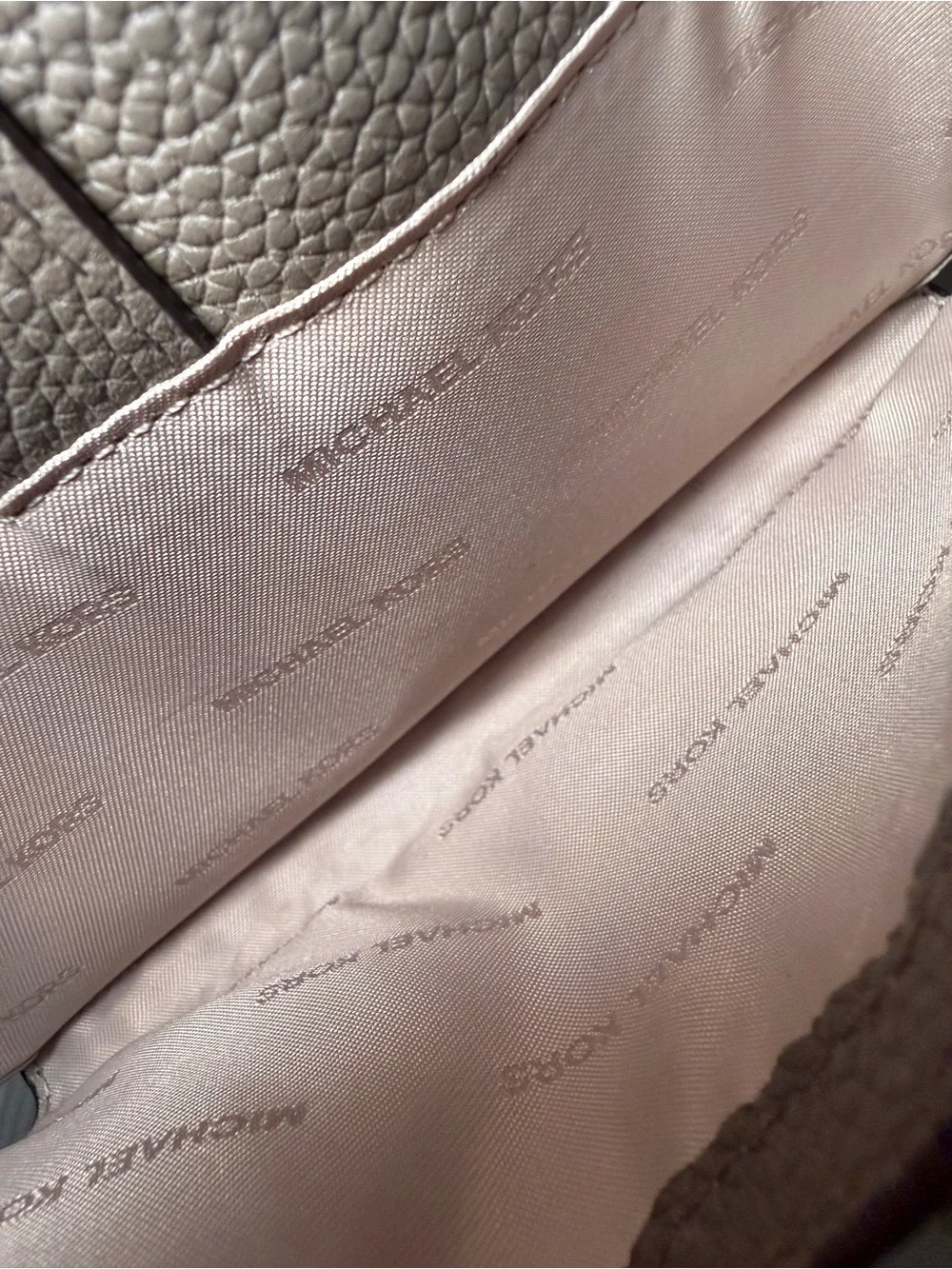 Michael Kors Pebbled Leather Crossbody in Taupe Beige with Gold Hardware